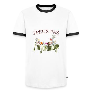 j peux pas j ai jardinage fleurs jardin tee shirt - T-shirt contrasté Homme - blanc/noir - Devant - AI Model Female 172 light (172cm) & AI Model Male 178 dark (178cm)