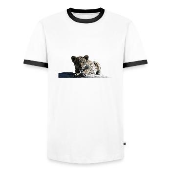 Baby-Jaguar - Männer Kontrast-T-Shirt - Weiß/Schwarz - Vorne - AI Model Female 172 light (172cm) & AI Model Male 178 dark (178cm)