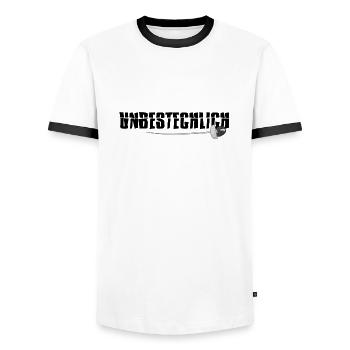 fechter unbestechlich fechter florett - Männer Kontrast-T-Shirt - Weiß/Schwarz - Vorne - AI Model Female 172 light (172cm) & AI Model Male 178 dark (178cm)