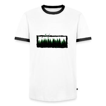 Hiking Forest Gift Tree Nature - Men's Ringer Shirt - white/black - Front - AI Model Female 172 light (172cm) & AI Model Male 178 dark (178cm)