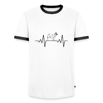 Chien de chasse - T-shirt contrasté Homme - blanc/noir - Devant - AI Model Female 172 light (172cm) & AI Model Male 178 dark (178cm)
