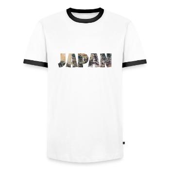JAPAN COLORFUL - Men's Ringer Shirt - white/black - Front - AI Model Female 172 light (172cm) & AI Model Male 178 dark (178cm)