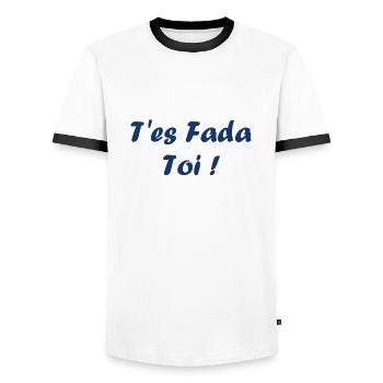T'es fada - T-shirt contrasté Homme - blanc/noir - Devant - AI Model Female 172 light (172cm) & AI Model Male 178 dark (178cm)