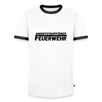 Angriffstruppführer Freiwillige Feuerwehr - Männer Kontrast-T-Shirt - Weiß/Schwarz - Vorne - AI Model Female 172 light (172cm) & AI Model Male 178 dark (178cm)
