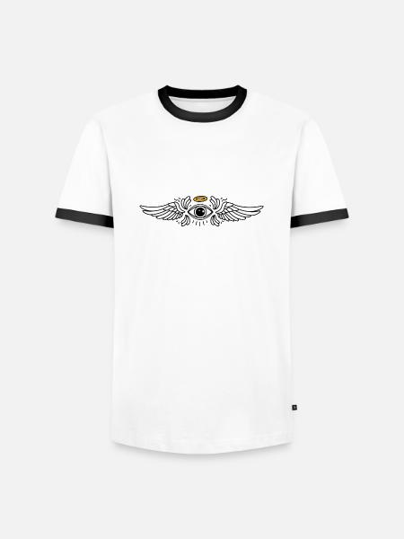 Seraphim Angel Design Occhi e Ali - Maglietta Contrast da uomo - bianco/nero