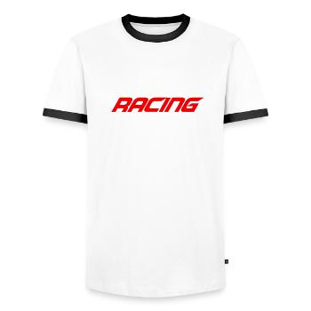 Racing Crew Cool Team Saying Love Racing Car Driving - Men's Ringer Shirt - white/black - Front - AI Model Female 172 light (172cm) & AI Model Male 178 dark (178cm)