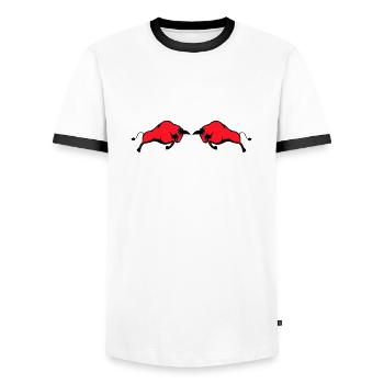 stiere - Männer Kontrast-T-Shirt - Weiß/Schwarz - Vorne - AI Model Female 172 light (172cm) & AI Model Male 178 dark (178cm)