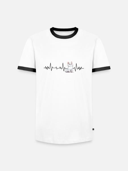Cat heartbeat - Men's Ringer Shirt - white/black