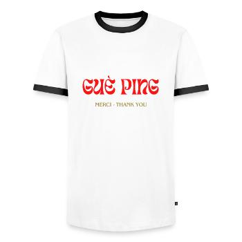 Guè Ping - Männer Kontrast-T-Shirt - Weiß/Schwarz - Vorne - AI Model Female 172 light (172cm) & AI Model Male 178 dark (178cm)