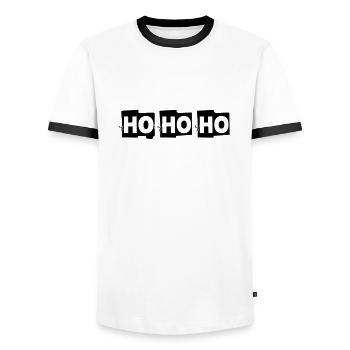 Ho ho ho Christmas Santa Claus - Men's Ringer Shirt - white/black - Front - AI Model Female 172 light (172cm) & AI Model Male 178 dark (178cm)
