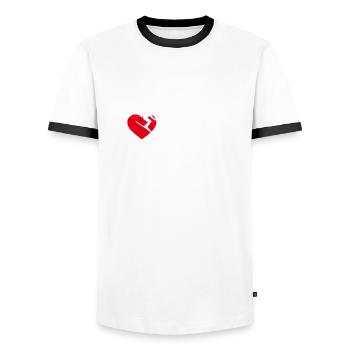 J’adore le ski - T-shirt contrasté Homme - blanc/noir - Devant - AI Model Female 172 light (172cm) & AI Model Male 178 dark (178cm)