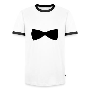 Fliege - Männer Kontrast-T-Shirt - Weiß/Schwarz - Vorne - AI Model Female 172 light (172cm) & AI Model Male 178 dark (178cm)