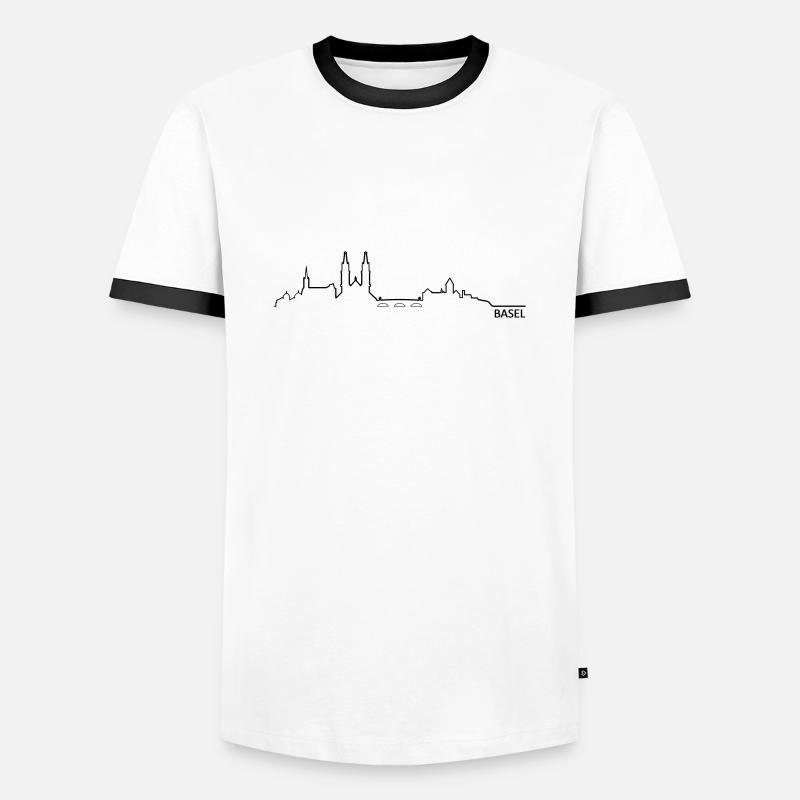 Skyline Basel - Männer Kontrast-T-Shirt - Weiß/Schwarz