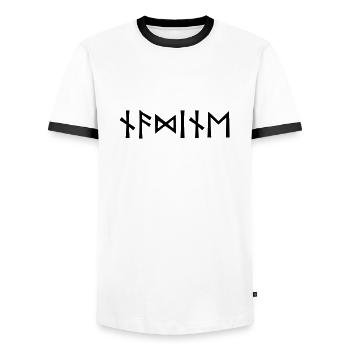 Name - Nadine - in Runen - Männer Kontrast-T-Shirt - Weiß/Schwarz - Vorne - AI Model Female 172 light (172cm) & AI Model Male 178 dark (178cm)