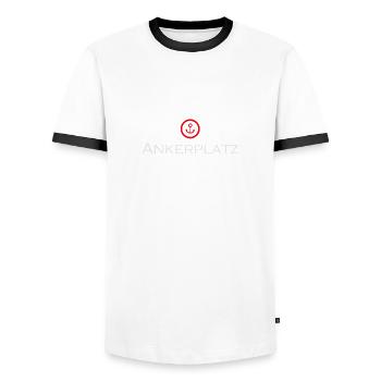 Ankerplatz Baltrum - Männer Kontrast-T-Shirt - Weiß/Schwarz - Vorne - AI Model Female 172 light (172cm) & AI Model Male 178 dark (178cm)