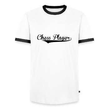 chess player retro college baseball styl - Men's Ringer Shirt - white/black - Front - AI Model Female 172 light (172cm) & AI Model Male 178 dark (178cm)