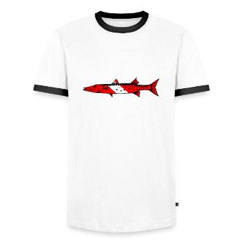 Barracuda by Scuba.Style - Men's Ringer Shirt - white/black - Front - AI Model Female 172 light (172cm) & AI Model Male 178 dark (178cm)