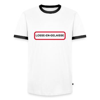 Losse en Gelaisse (noir) - T-shirt contrasté Homme - blanc/noir - Devant - AI Model Female 172 light (172cm) & AI Model Male 178 dark (178cm)