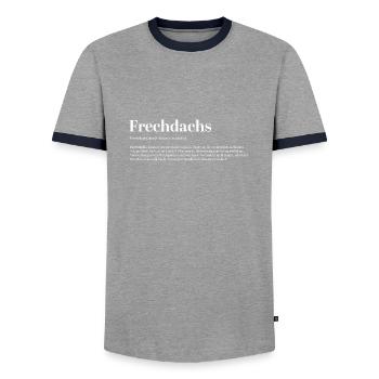 Frechdachs Definition Pet name naughty loose - Men's Ringer Shirt - grey/navy  - Front - AI Model Female 172 light (172cm) & AI Model Male 178 light (178cm)
