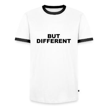 Same Same but different - Männer Kontrast-T-Shirt - Weiß/Schwarz - Vorne - AI Model Female 172 light (172cm) & AI Model Male 178 dark (178cm)