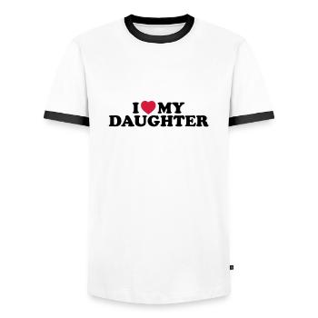 I love my daughter - T-shirt contrasté Homme - blanc/noir - Devant - AI Model Female 172 light (172cm) & AI Model Male 178 dark (178cm)