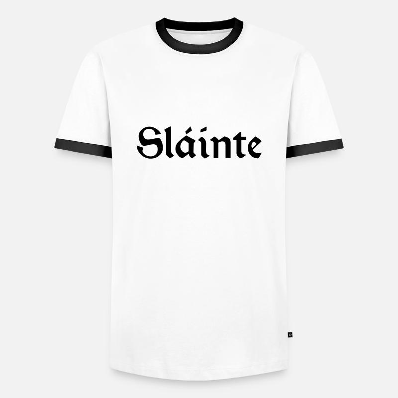 Slainte text de - Männer Kontrast-T-Shirt - Weiß/Schwarz
