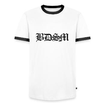 Sex__V021 - Männer Kontrast-T-Shirt - Weiß/Schwarz - Vorne - AI Model Female 172 light (172cm) & AI Model Male 178 dark (178cm)