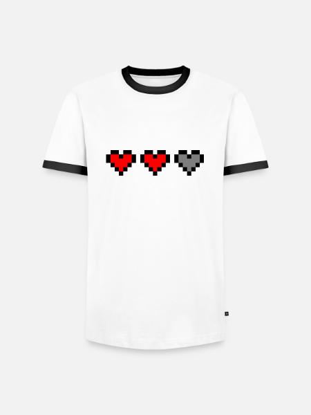 Pixel hearts - Men's Ringer Shirt - white/black
