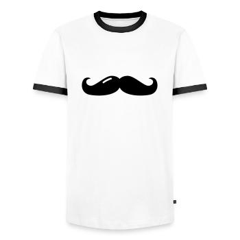 moustache - moustache - barbe - barbe - T-shirt contrasté Homme - blanc/noir - Devant - AI Model Female 172 light (172cm) & AI Model Male 178 dark (178cm)