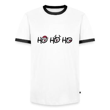 Ho Ho Ho - T-shirt contrasté Homme - blanc/noir - Devant - AI Model Female 172 light (172cm) & AI Model Male 178 dark (178cm)