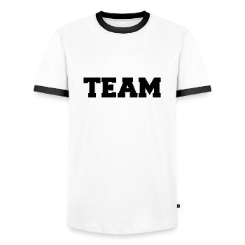 team - T-shirt contrasté Homme - blanc/noir - Devant - AI Model Female 172 light (172cm) & AI Model Male 178 dark (178cm)