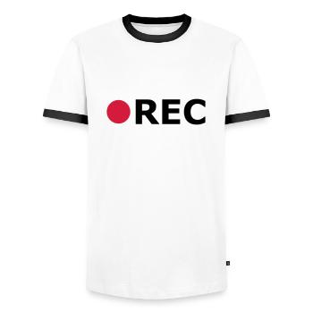 RECORD - Männer Kontrast-T-Shirt - Weiß/Schwarz - Vorne - AI Model Female 172 light (172cm) & AI Model Male 178 dark (178cm)
