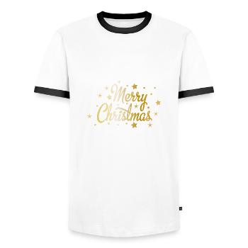 Frohe Weihnachten - Männer Kontrast-T-Shirt - Weiß/Schwarz - Vorne - AI Model Female 172 light (172cm) & AI Model Male 178 dark (178cm)