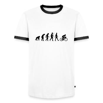 Evolution bicycle road bike cycling race rider - Men's Ringer Shirt - white/black - Front - AI Model Female 172 light (172cm) & AI Model Male 178 dark (178cm)