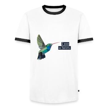 I poop on fascists - T-shirt contrasté Homme - blanc/noir - Devant - AI Model Female 172 light (172cm) & AI Model Male 178 dark (178cm)