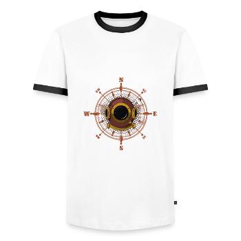 scaphandre world boussole idée cadeau et tshirts - T-shirt contrasté Homme - blanc/noir - Devant - AI Model Female 172 light (172cm) & AI Model Male 178 dark (178cm)