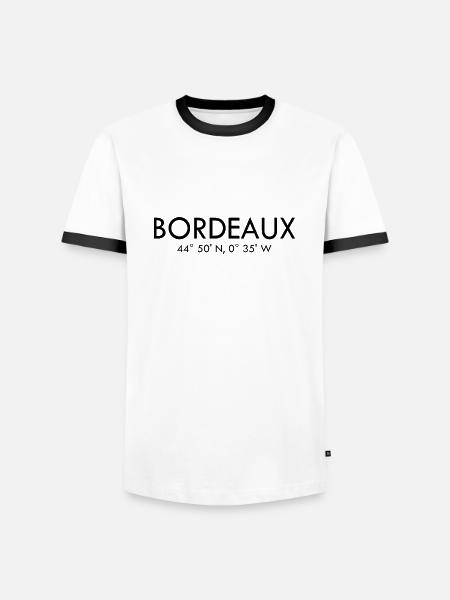 Bordeaux - France - Coordinates Latitude Longitude - Men's Ringer Shirt - white/black