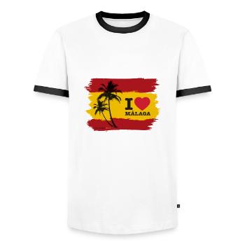 J’aime Malaga - T-shirt contrasté Homme - blanc/noir - Devant - AI Model Female 172 light (172cm) & AI Model Male 178 dark (178cm)