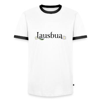 Lustige Sprüche für Bayern und Österreicher - Männer Kontrast-T-Shirt - Weiß/Schwarz - Vorne - AI Model Female 172 light (172cm) & AI Model Male 178 dark (178cm)