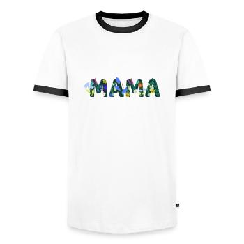 Mama - Men's Ringer Shirt - white/black - Front - AI Model Female 172 light (172cm) & AI Model Male 178 dark (178cm)