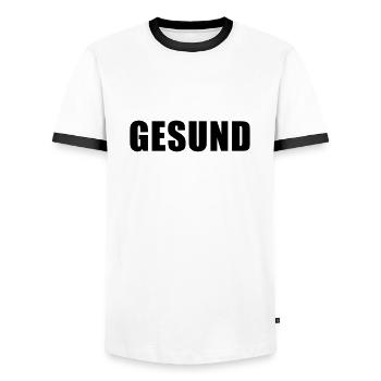 gesund - Männer Kontrast-T-Shirt - Weiß/Schwarz - Vorne - AI Model Female 172 light (172cm) & AI Model Male 178 dark (178cm)