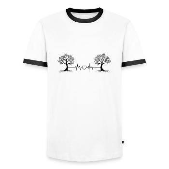 Battements de coeur arbres arbre racine forêt nature amour naturel - T-shirt contrasté Homme - blanc/noir - Devant - AI Model Female 172 light (172cm) & AI Model Male 178 dark (178cm)