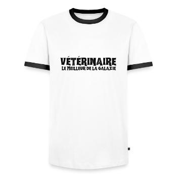 vétérinaire le meilleur de la galaxie - T-shirt contrasté Homme - blanc/noir - Devant - AI Model Female 172 light (172cm) & AI Model Male 178 dark (178cm)