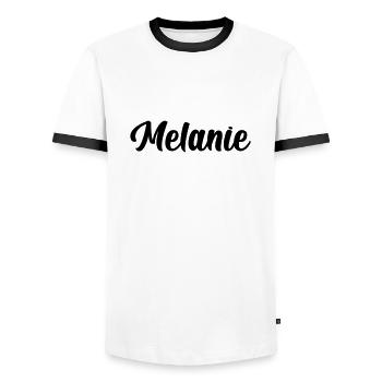 Melanie - Männer Kontrast-T-Shirt - Weiß/Schwarz - Vorne - AI Model Female 172 light (172cm) & AI Model Male 178 dark (178cm)