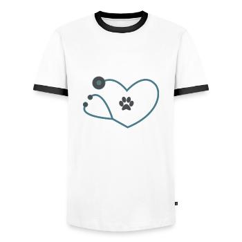 Tiermediziner Tierarzt Stethoskop - Männer Kontrast-T-Shirt - Weiß/Schwarz - Vorne - AI Model Female 172 light (172cm) & AI Model Male 178 dark (178cm)