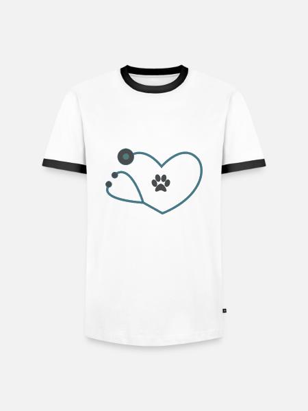 Stéthoscope vétérinaire vétérinaire vétérinaire - T-shirt contrasté Homme - blanc/noir