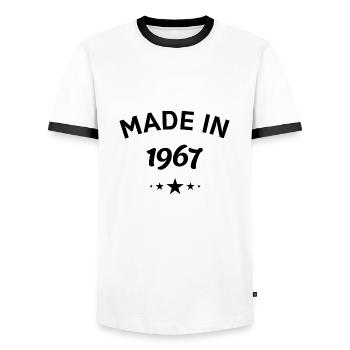 MADE IN 1967, cadeau anniversaire 1967 - T-shirt contrasté Homme - blanc/noir - Devant - AI Model Female 172 light (172cm) & AI Model Male 178 dark (178cm)