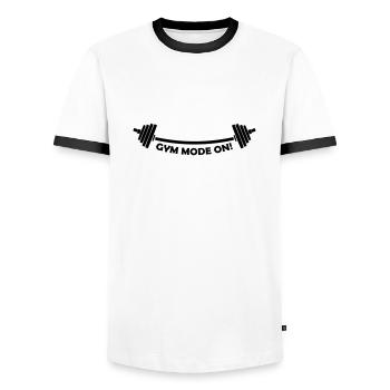 Gym Mode on - Männer Kontrast-T-Shirt - Weiß/Schwarz - Vorne - AI Model Female 172 light (172cm) & AI Model Male 178 dark (178cm)