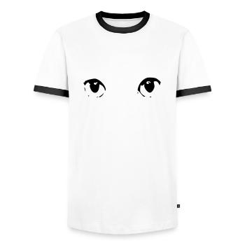 Cat Cat Eyes Eyes Pet Cats Kitten - Men's Ringer Shirt - white/black - Front - AI Model Female 172 light (172cm) & AI Model Male 178 dark (178cm)