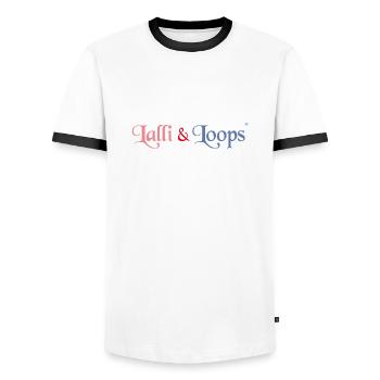 hippo hippo children baby pink blue logo kids - Men's Ringer Shirt - white/black - Front - AI Model Female 172 light (172cm) & AI Model Male 178 dark (178cm)